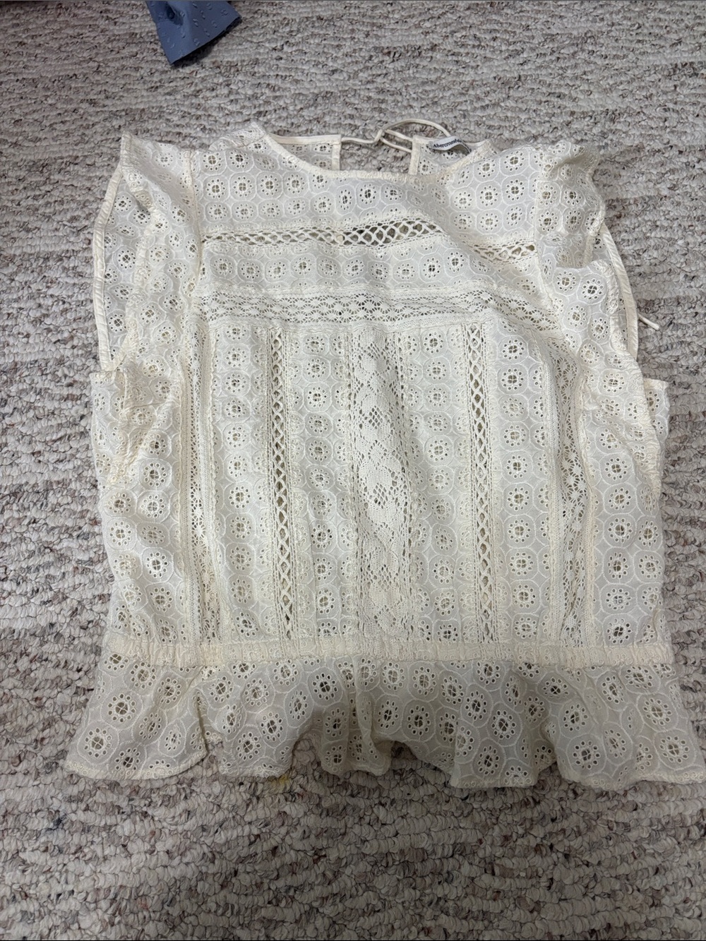Abercrombie & Fitch Cream Lace Eyelet Ruffle Camisole